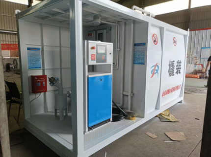 Explosion-proof barrier skid-mounted refueling device